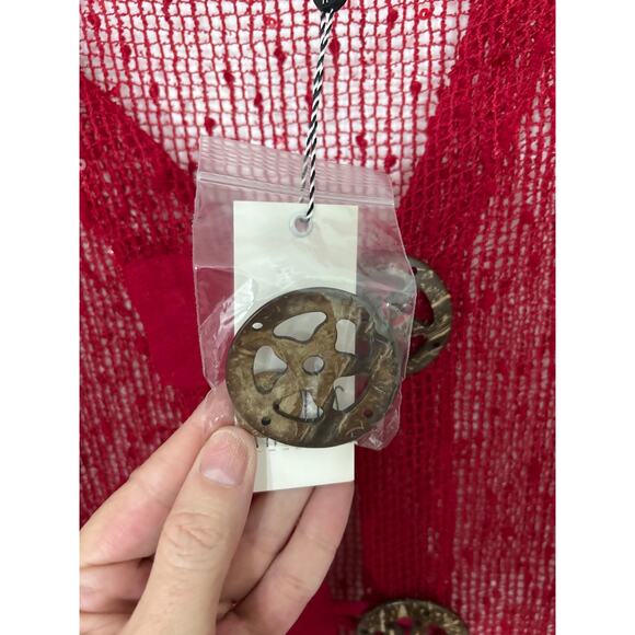 Kaktus Red Sheer Open Knit Sparkle Boho Asymmetrical Top XXL NWT Whimsigoth - Picture 13 of 13